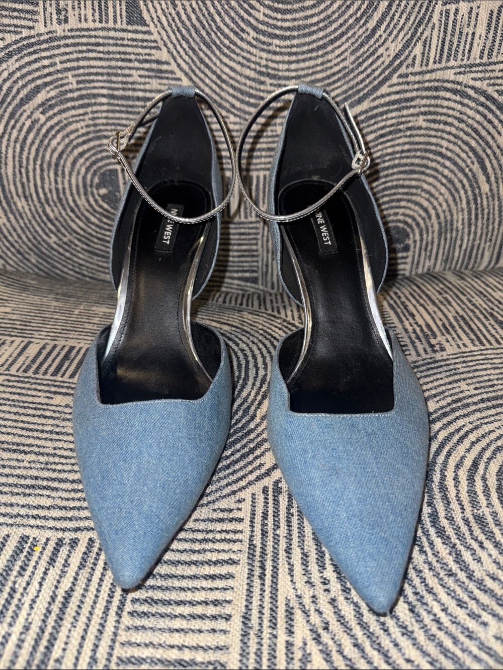 Nine West Blue Pointed-Toe Ankle-Strap Heels